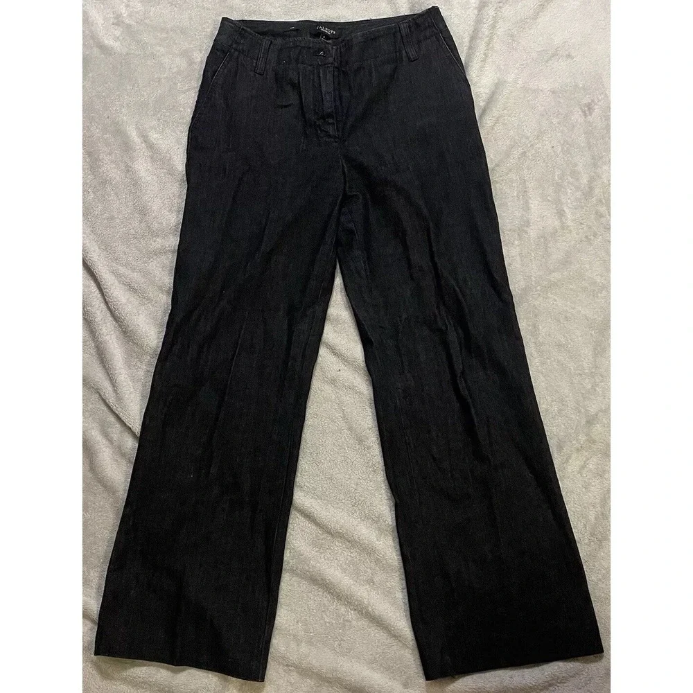 Talbots Flare Leg Jeans‎ Womens 8 (28x30) Dark Denim High Rise Casual Zip